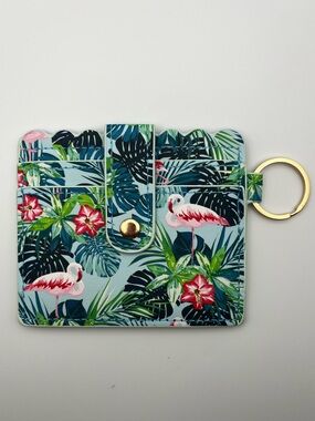Tropical Flamingo Card Holder Keyring Wallet